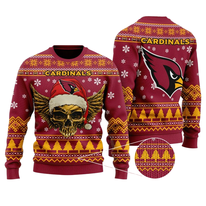 Ugly Christmas Sweater Arizona-Cardinals, Skull Red/Yellow