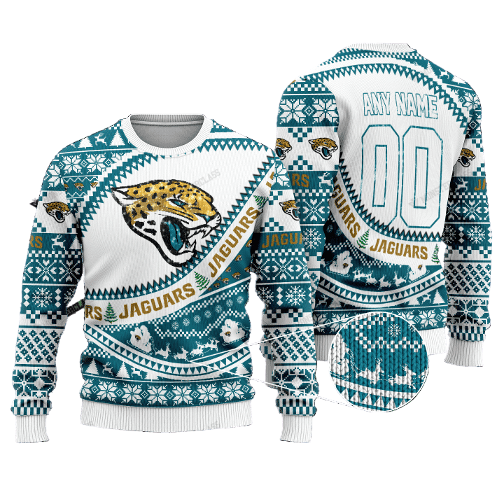 Personalized Ugly Christmas Sweater Jacksonville-Jaguars, Duuuval! Blue/White Custom Name And Number Gift For Football Fan Ugly Xmas Jumper
