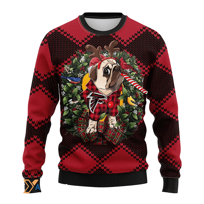 Ugly Christmas Sweater Atlanta-Falcons, Pub Dog Red/Black