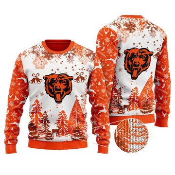 Ugly Christmas Sweater Chicago-Bears, Da Bears White/Orange