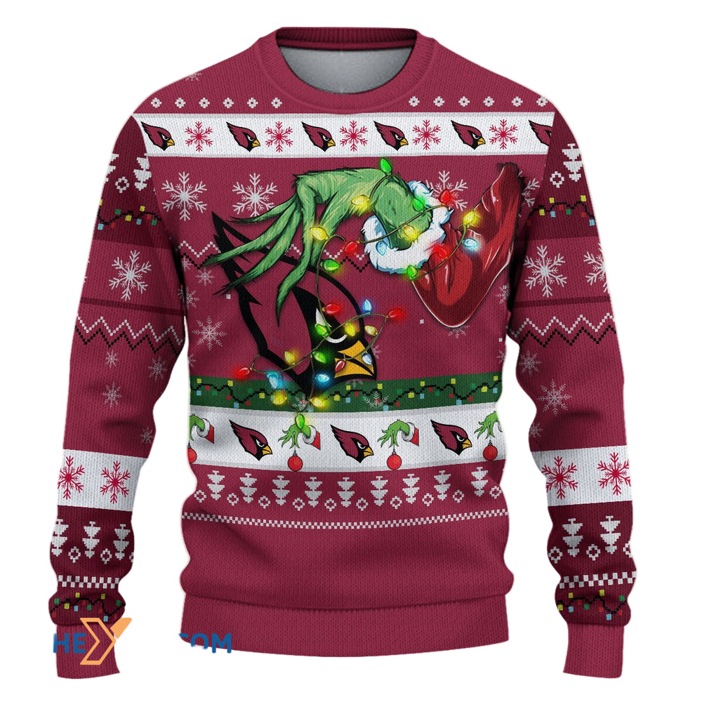 Ugly Christmas Sweater Arizona-Cardinals, Rise Up Red Sea Grinch Christmas Snowflakes Red