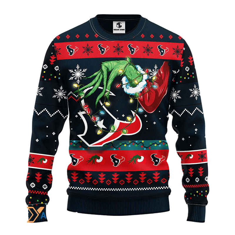 Ugly Christmas Sweater Houston-Texans, Grinch Red/Black
