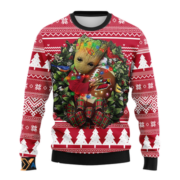 Ugly Christmas Sweater Arizona-Cardinals, Graphic Tree White/Red