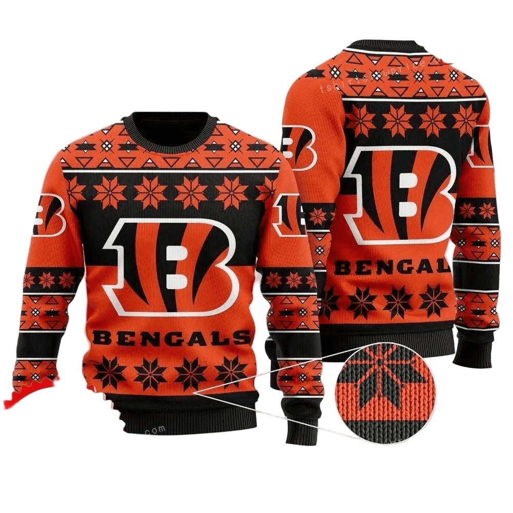 Ugly Christmas Sweater Cincinnati, Who Dey? Brown/Orange