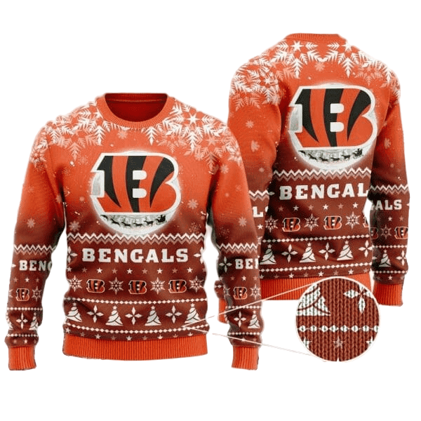 Ugly Christmas Sweater Cincinnati, Who Dey? Orange/White