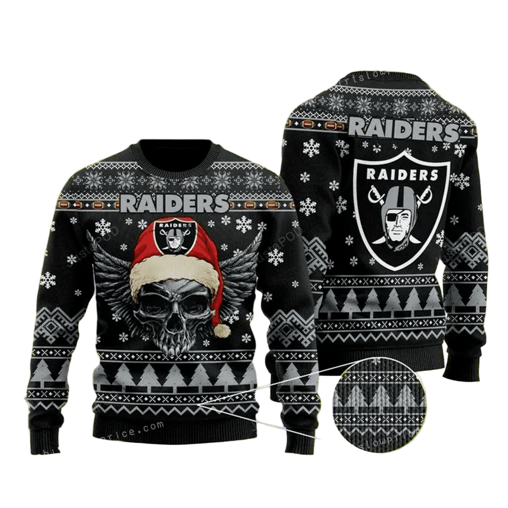 Ugly Christmas Sweater Las-Vegas, Skull Black/Grey