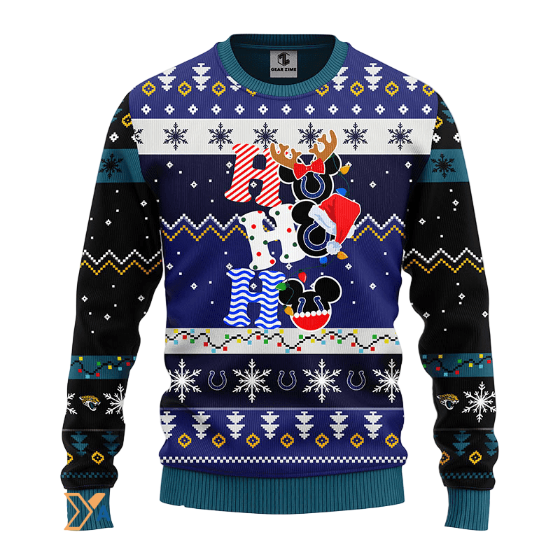Ugly Christmas Sweater Jacksonville-Jaguars, HoHoHo Graphics Mouse Black/Blue/White