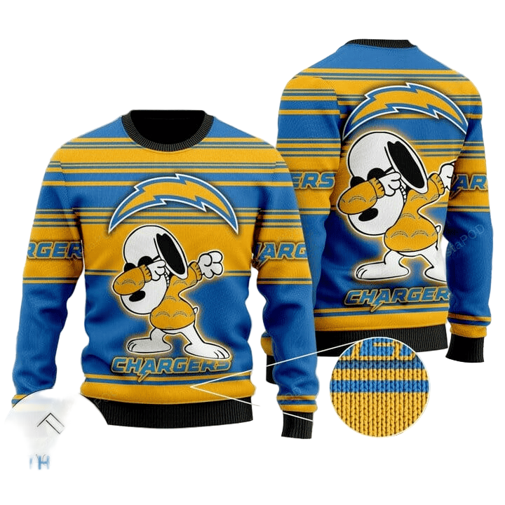 Ugly Christmas Sweater Los-Angeles Chargers, Graphics Dog Blue/Yellow