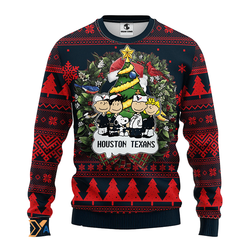 Ugly Christmas Sweater Houston-Texans, Graphics Dog Black/Red