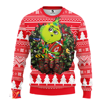 Ugly Christmas Sweater KCChiefs, Grinch White/Red