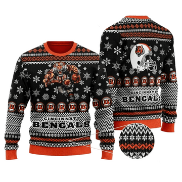 Ugly Christmas Sweater Cincinnati, Who Dey? Orange/Black/White