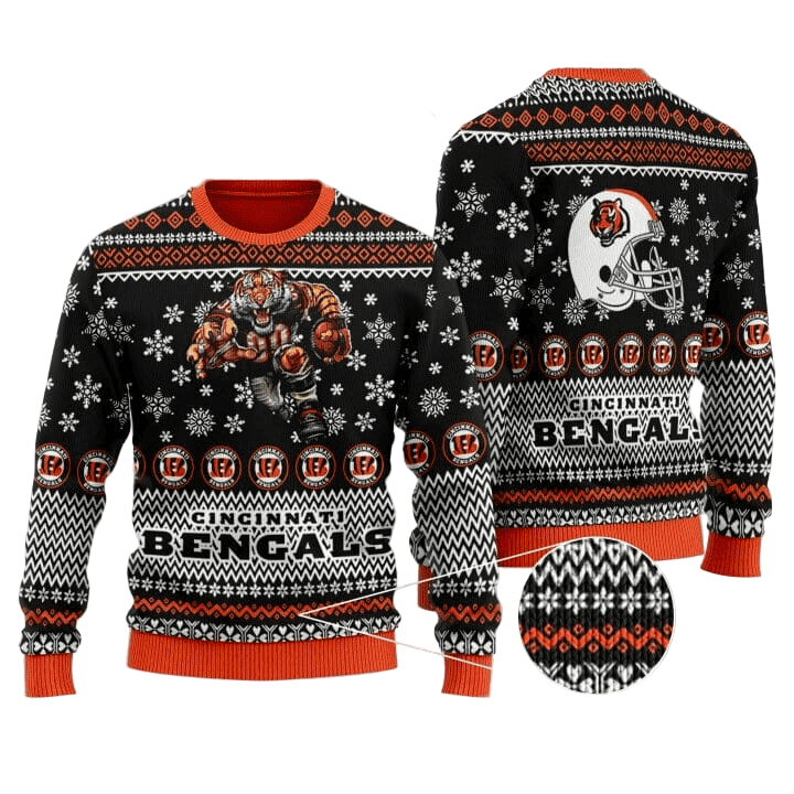 Ugly Christmas Sweater Cincinnati, Who Dey? Orange/Black/White