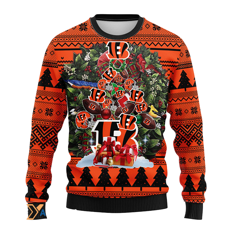 Ugly Christmas Sweater Cincinnati, Tree Black/Orange