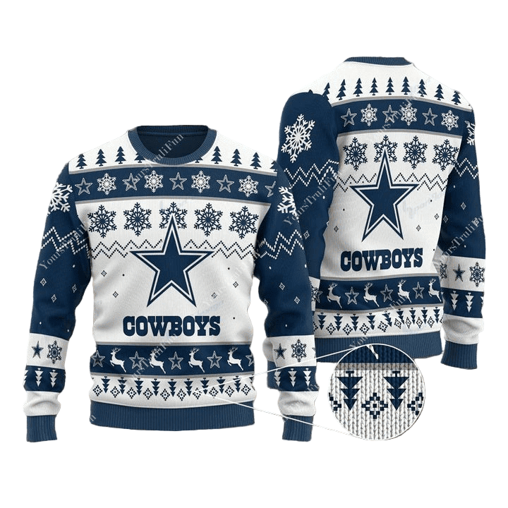 Ugly Christmas Sweater Dallas-Cowboys, America's Team White/Dark Blue