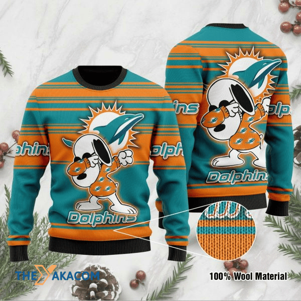 Ugly Christmas Sweater Miamidolphins, Graphics Dog Orange/Green
