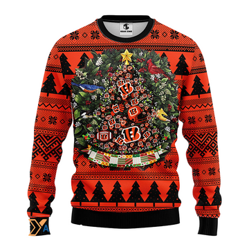 Ugly Christmas Sweater Cincinnati, Tree Ball Christmas Black/Orange