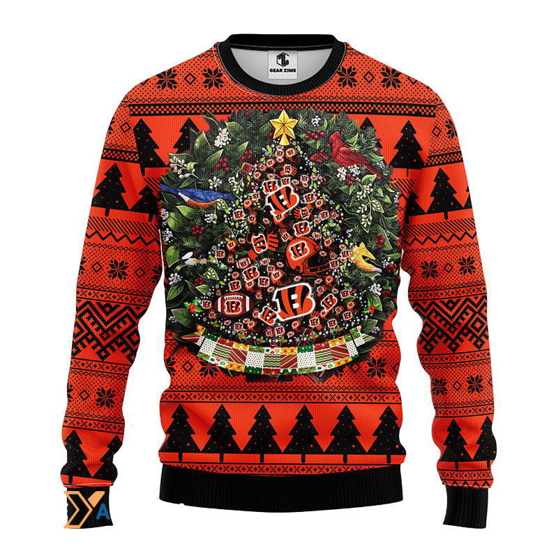 Ugly Christmas Sweater Cincinnati, Tree Ball Christmas Black/Orange