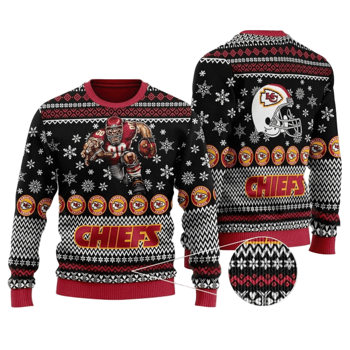 Ugly Christmas Sweater KCChiefs, Run It Back Red/White/Black