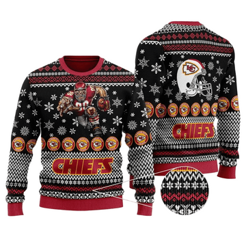 Ugly Christmas Sweater KCChiefs, Run It Back Red/White/Black