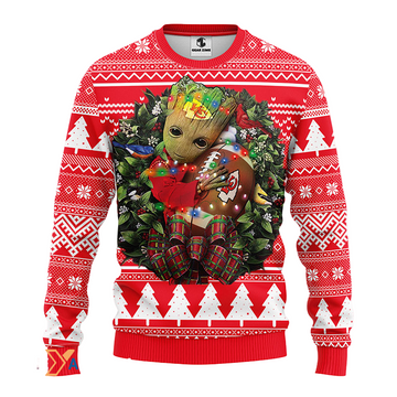 Ugly Christmas Sweater KCChiefs, Graphic Tree White/Red