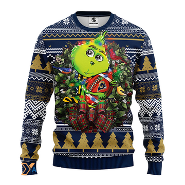 Ugly Christmas Sweater Los-Angeles Rams, Grinch Blue/Beige/White