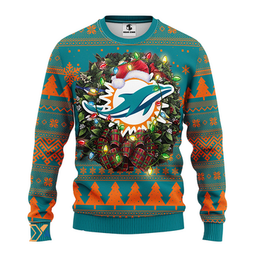 Ugly Christmas Sweater Miamidolphins, Go Fins Green/Orange