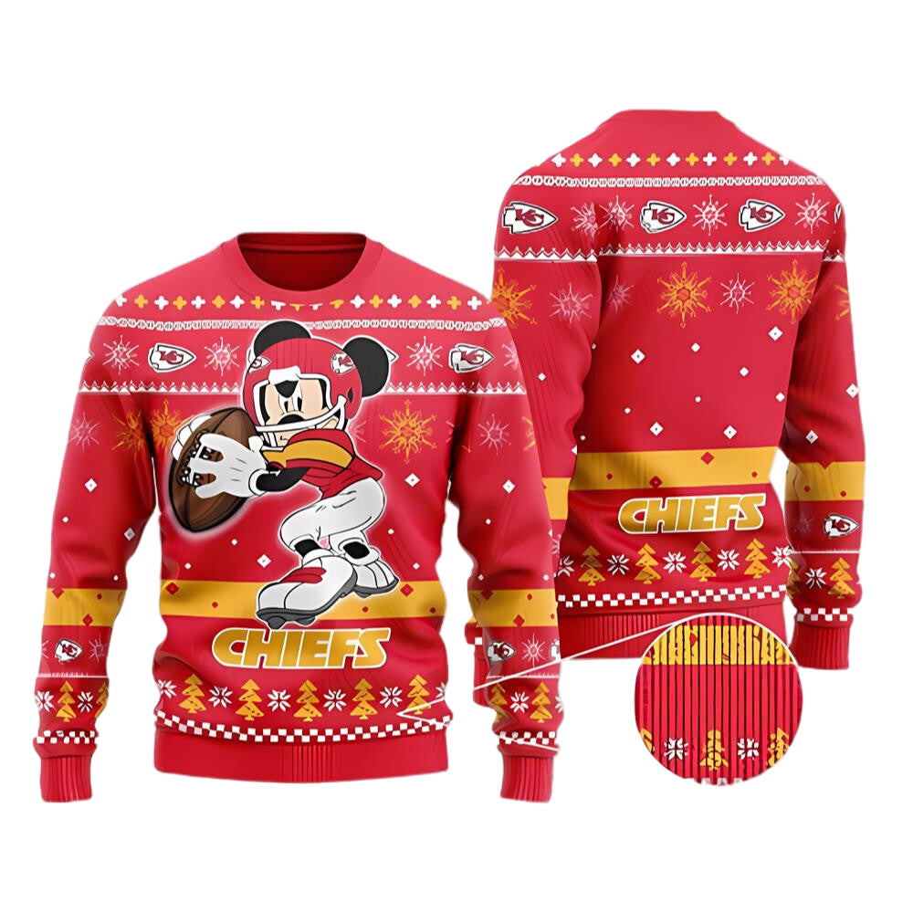 Ugly Christmas Sweater KCChiefs, Graphics Mouse Red/Yellow