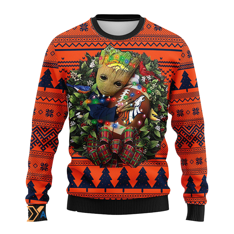 Ugly Christmas Sweater Denver-Broncos, Graphic Tree Black/Orange