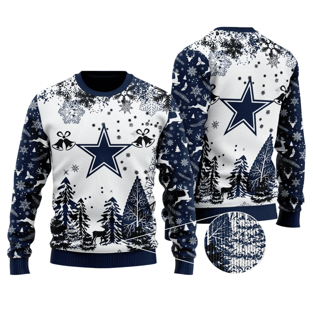 Ugly Christmas Sweater Dallas-Cowboys, America's Team White/Blue