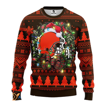 Ugly Christmas Sweater Cleveland-Browns, Dawg Pound! Brown/Orange