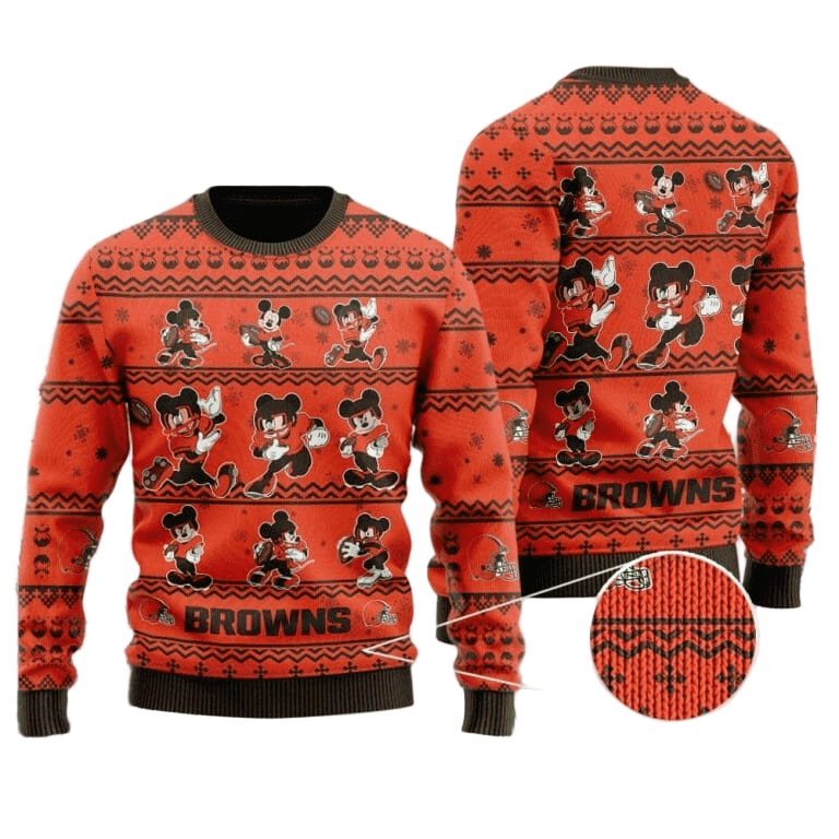 Ugly Christmas Sweater Cleveland-Browns, Graphics Mouse Orange/Brown