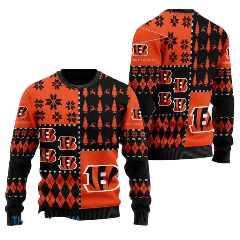 Ugly Christmas Sweater Cincinnati, Who Dey? Orange/Black