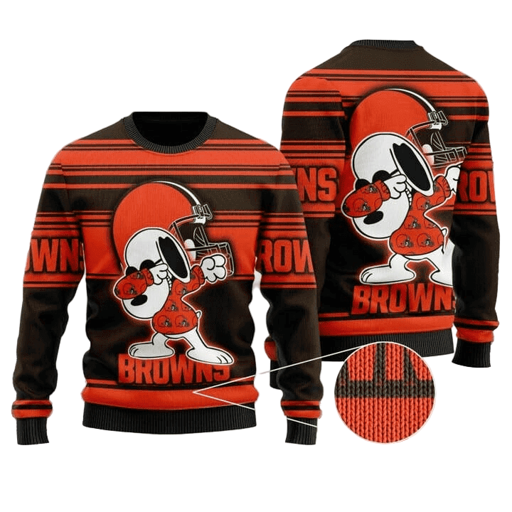 Ugly Christmas Sweater Cleveland-Browns, Graphics Dog Orange/Brown