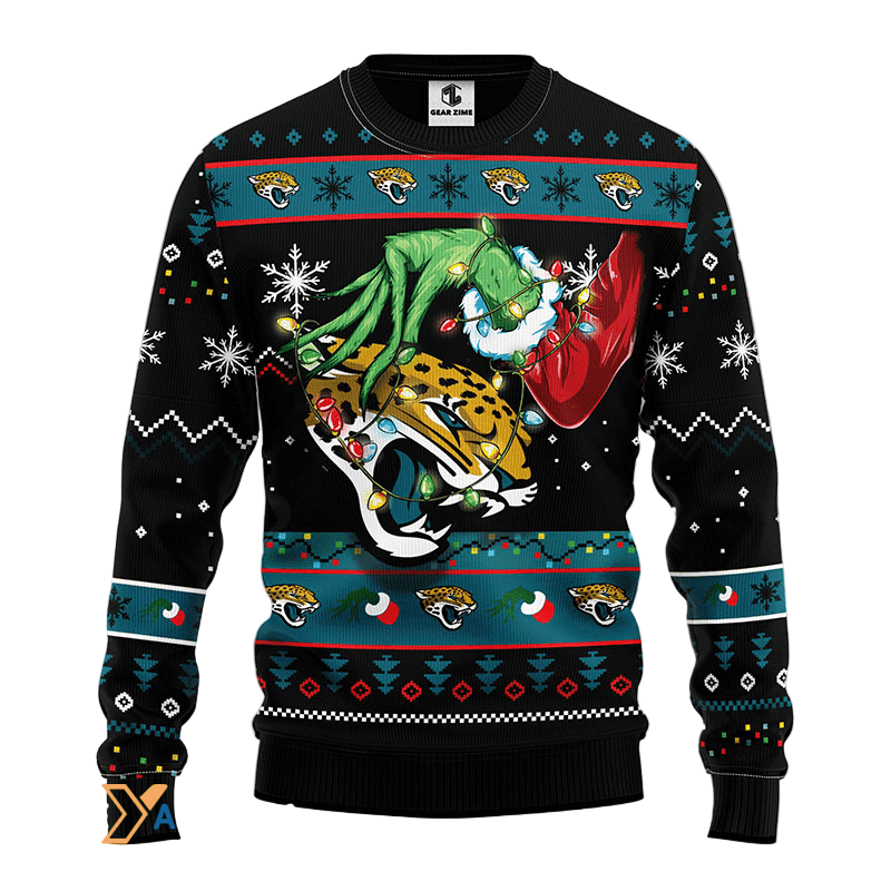 Ugly Christmas Sweater Jacksonville-Jaguars, Grinch Black/Blue