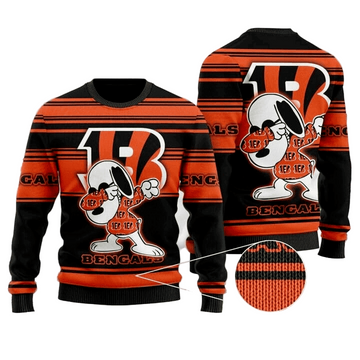 Ugly Christmas Sweater Cincinnati, Graphics Dog Orange/Brown