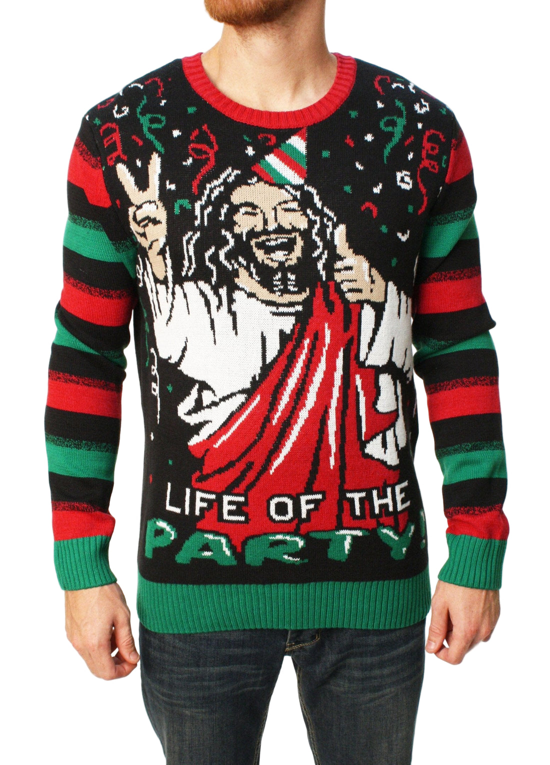 Ugly Christmas Sweater Men's Jesus Is The Life Of The Party Sweater