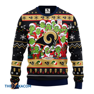 Ugly Christmas Sweater Los-Angeles Rams, 12 Grinch Black/Beige