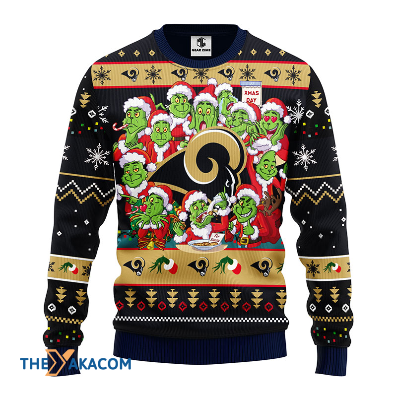 Ugly Christmas Sweater Los-Angeles Rams, 12 Grinch Black/Beige