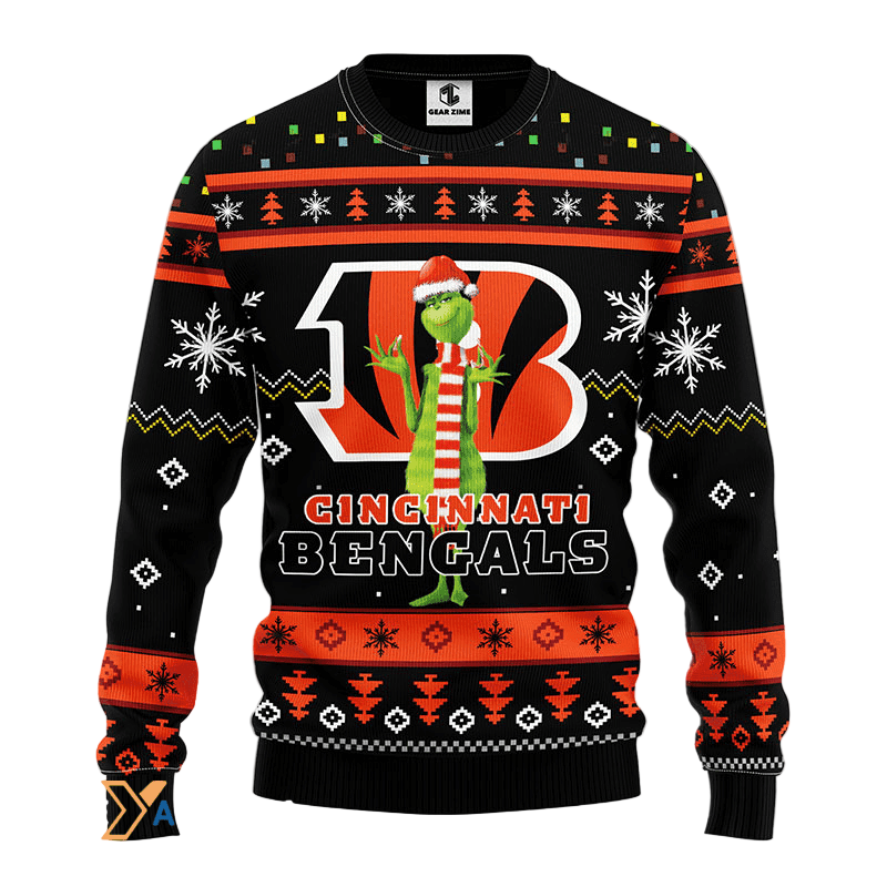Ugly Christmas Sweater Cincinnati, Grinch Orange/Black