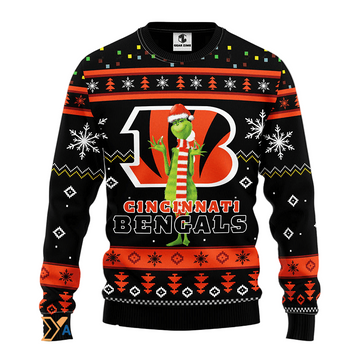 Ugly Christmas Sweater Cincinnati, Grinch Orange/Black