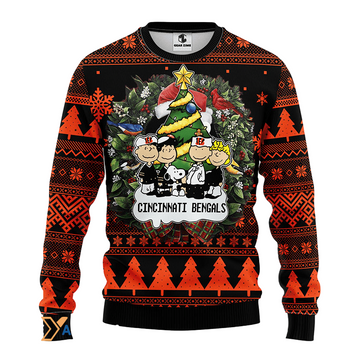 Ugly Christmas Sweater Cincinnati, Graphics Dog Black/Orange