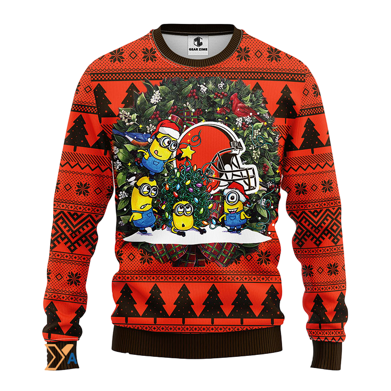 Ugly Christmas Sweater Cleveland-Browns, Minion Black/Orange