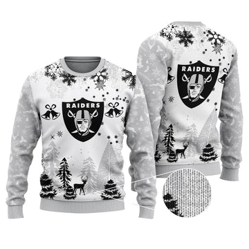 Ugly Christmas Sweater Las-Vegas, Go Las-Vegas Grinch Christmas Snowflakes Pine Tree White Grey