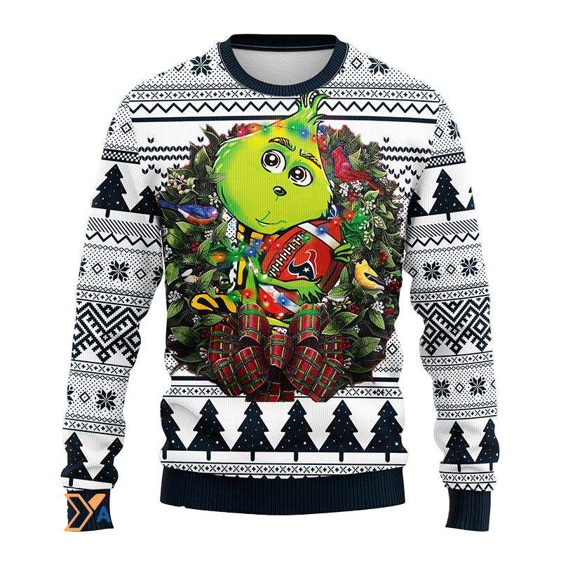 Ugly Christmas Sweater Houston-Texans, Grinch White/Black