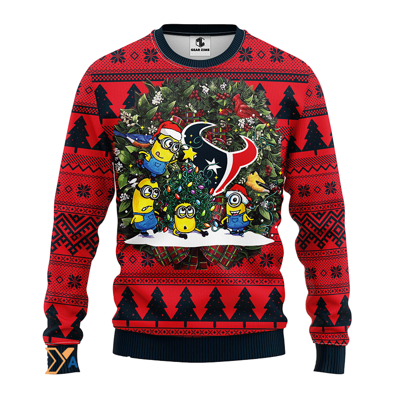 Ugly Christmas Sweater Houston-Texans, Minion Red/Black