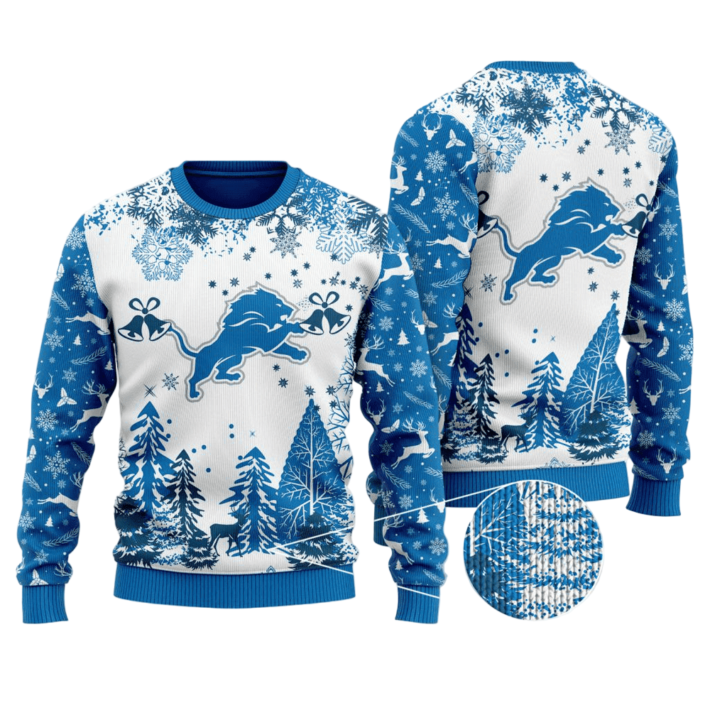 Ugly Christmas Sweater Detroit-Lions, One Pride White/Blue