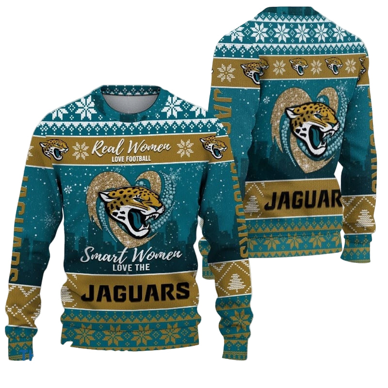 Ugly Christmas Sweater Jacksonville-Jaguars, Grinch Christmas Jacksonville-Jaguars In Heart Snowflakes City Shadow Teal Gold