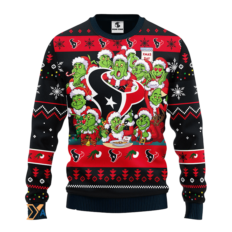 Ugly Christmas Sweater Houston-Texans, 12 Grinch Black/Red