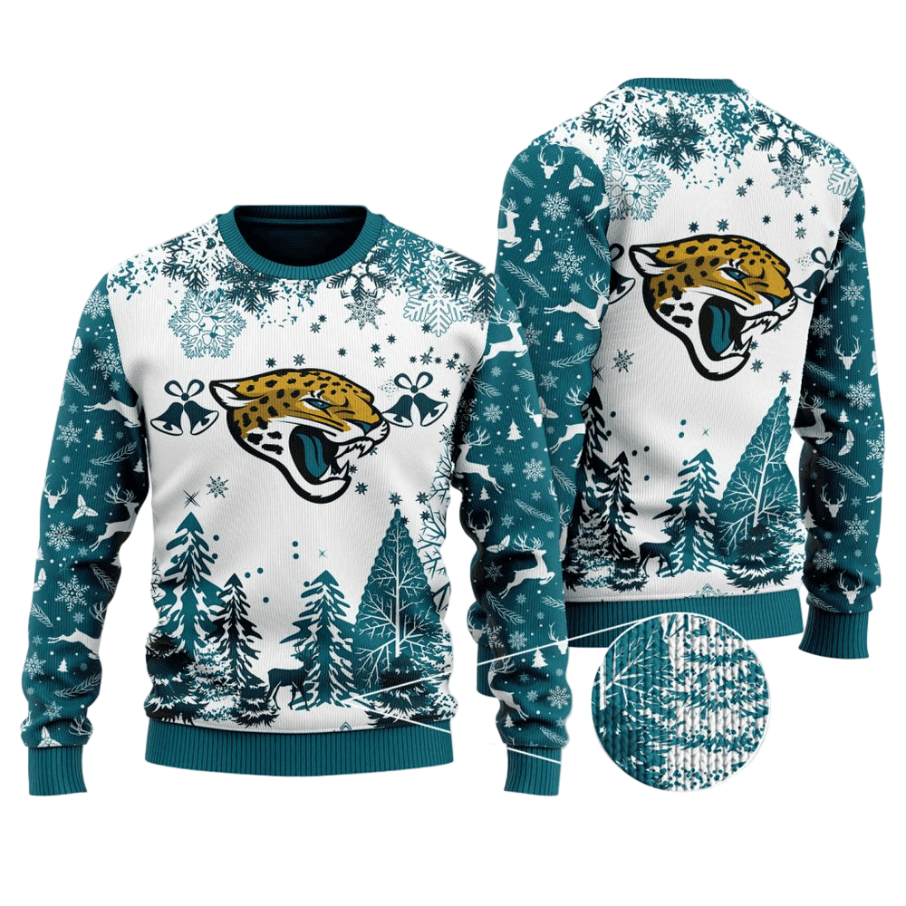 Ugly Christmas Sweater Jacksonville-Jaguars, Duuuval! White/Green
