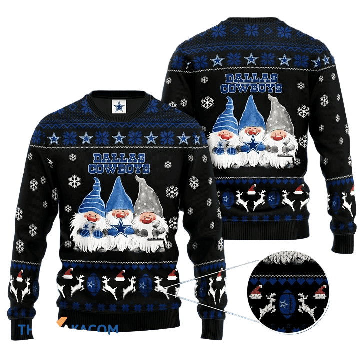 Ugly Christmas Sweater Dallas-Cowboys, Drawfs Blue/Black